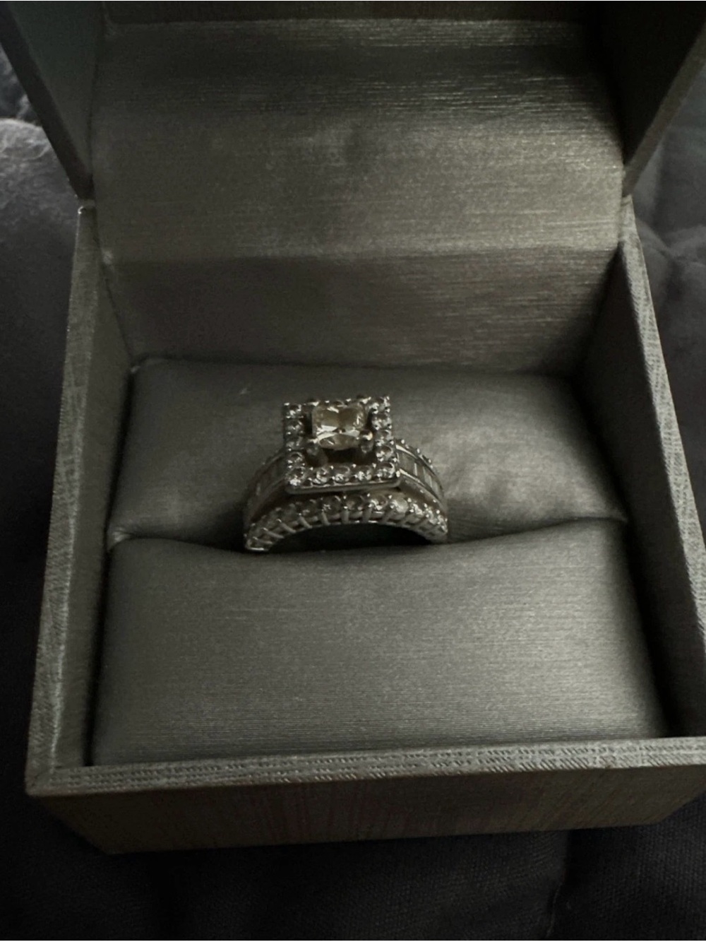 1 CT. T.W. Princess-Cut Diamond Frame Engagement Ring in 14K White Gold
